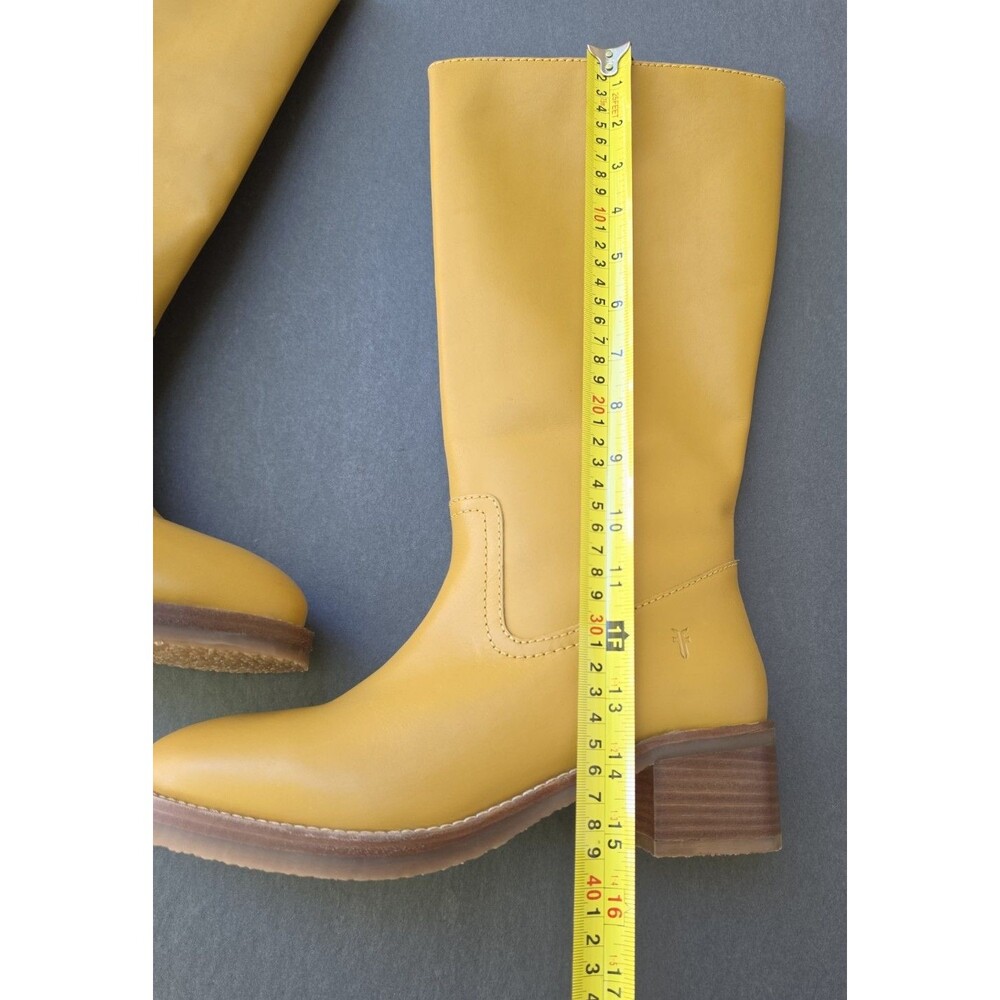 NIB Frye Camryn Womens 9 Tall Pull On Boots Leather Banana Yellow  Campus - Picture 6 of 16